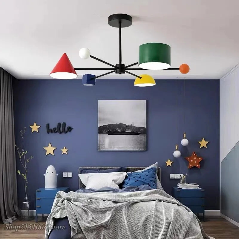 Axyaa Macaron Geometric Chandelier for Restaurant, Nursery, Kitchen Island