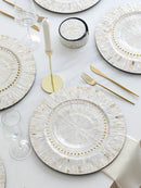 Axya Light Luxury Shell Table Runner & Round Trays for Elegant Tableware Arrangement