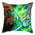 Axyaa Buddha Statue Polyester Cushion Cover for Home Sofa Decor