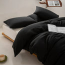 Axyaa Solid Color Washed Cotton Duvet Cover Set with Pillow Case
