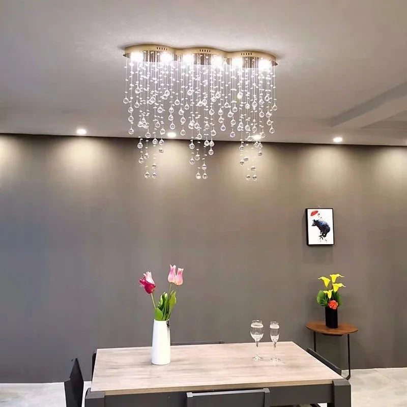 Luxury Axyaa Crystal Chandelier Dining Room LED Hanging Lamp Creative Indoor Lighting