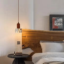 Axyaa Wood Terrazzo LED Pendant Light Fixture Vintage Industrial Hanging Lamp