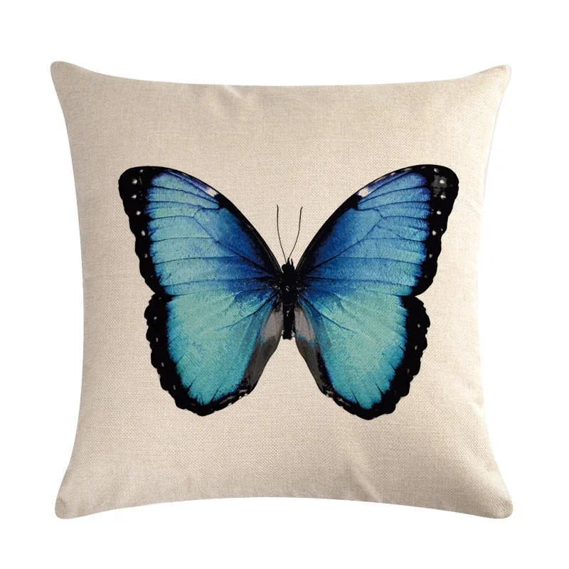 Butterfly Cotton Linen Throw Pillow Cover for Home & Car Decor - Axyaa