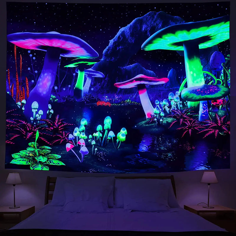 Axyaa Fluorescent Tapestry: Astronaut UV Wall Hanging for Independent Room Aesthetics