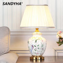 Axyaa Ceramic Bird Flower Table Lamp for Bedroom Study Reading Night Light