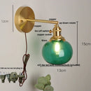 Axyaa Vintage Blue Glass LED Wall Lamp with Pull Chain Switch