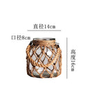 Axyaa Handwoven Hemp Rope Glass Vase - American Decorative Hydroponic Ornament