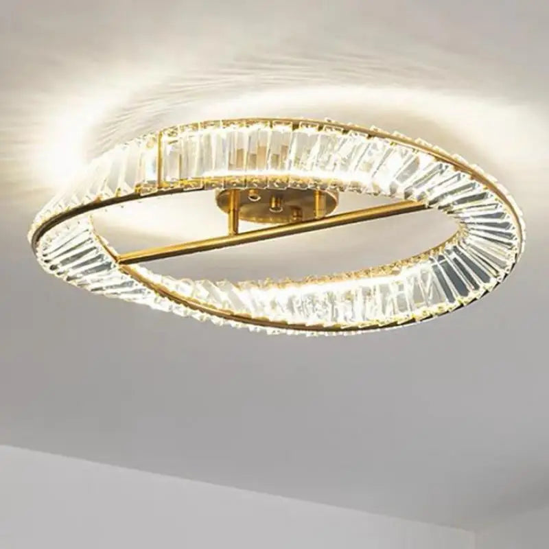 Axyaa Diamond Luster Crystal Rings LED Ceiling Light Gold Luxurious Ceiling Lamp