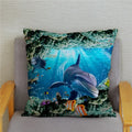 Axyaa Dolphin Ocean Pattern Cushion Cover for Kids Sofa & Home Decor