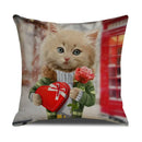 Axyaa Pug Pets Pattern Sofa Cushion Cover Home Decor Pillowcase Linen Cartoon
