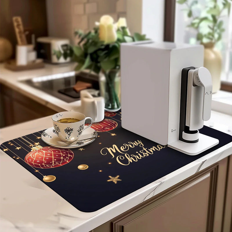 Axyaa Christmas Decor Absorbent Mat for Kitchen and Bathroom