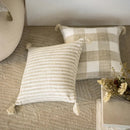 Axyaa Beige Striped Cushion Cover with Tassels - Nordic Style for Home Decor
