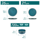 Axyaa 18/36 Piece Blue Ceramic Dinnerware Set Vertical Edge Reactive Glaze