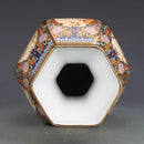 Axyaa Hexagonal Ceramic Enamel Porcelain Antique Entrance Vase