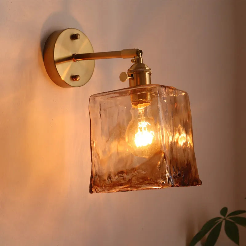 Axyaa Nordic Amber Glass LED Wall Lamp for Living Room and Bathroom