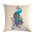 Peacock Linen Cushion Cover 45*45cm by Axyaa