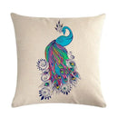 Peacock Linen Cushion Cover 45*45cm by Axyaa