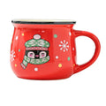 Axyaa Christmas Ceramic Mug with Festive Santa Elk Bear Penguin Print