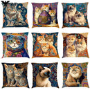 Axyaa Classic Cat Design Linen Pillowcase 45x45cm Home Decoration Sofa Cushion Cover
