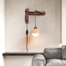 Axyaa Yellow Travertine LED Wall Light Fixture Glass Ball Vintage Industrial Bedroom Lamp