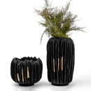 Axyaa Black Gold Resin Vase Crease Texture Abstract Craft Ornament Home Decor