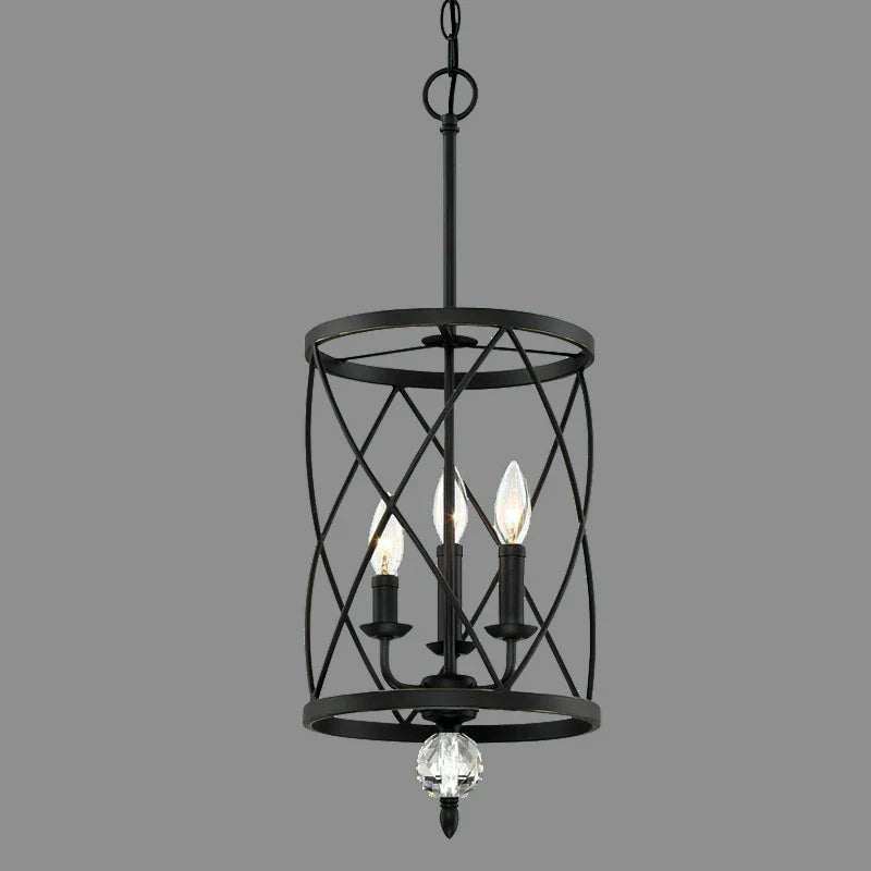 Axyaa Retro Industrial Crystal Pendant Lamp - Black Gold Vintage Chandelier