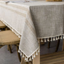Axyaa Linen Tablecloth With Tassel, Dustproof & Thicken for Wedding Dining Table