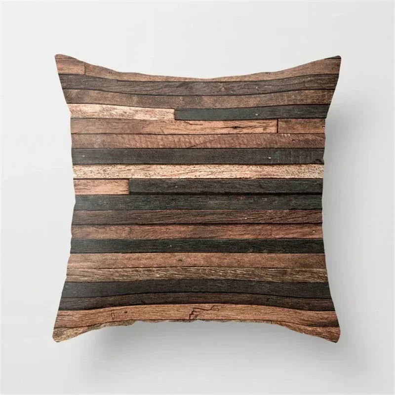 Axyaa Wood Texture Marble Pillowcases - Geometric Cushions Case for Home Decor