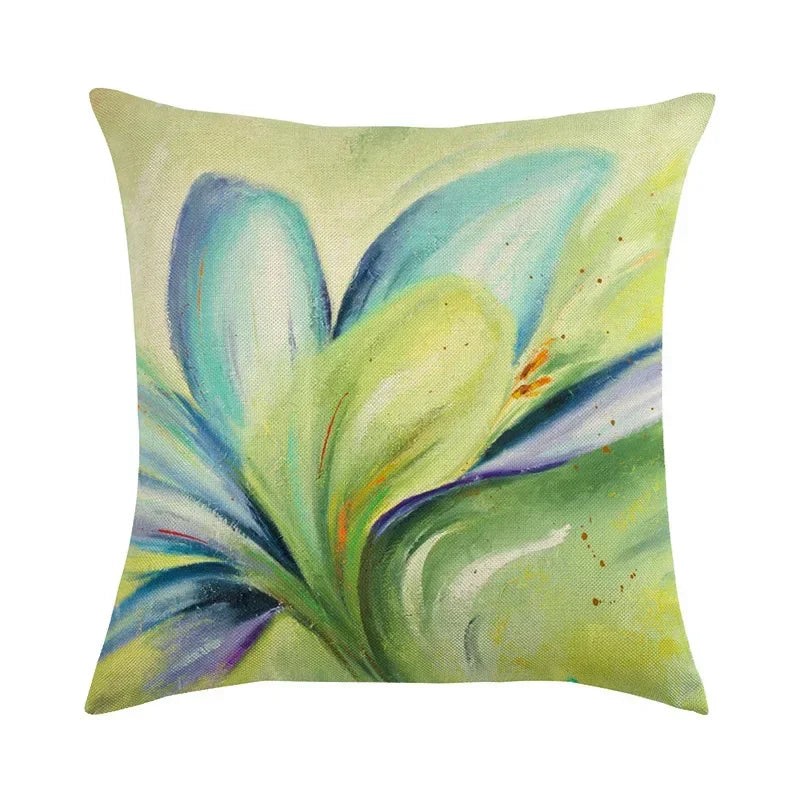 Vintage European Lily Oil Painting Linen Cushion Cover by Axyaa - 45X45CM