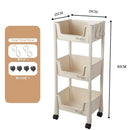 Axyaa 3-Tier Rolling Utility Cart: Kitchen Storage Organizer with Lockable Wheels and Multifunction