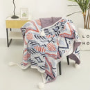 Axyaa Bohemian Knit Sofa Cover & Summer Blanket with Air Conditioning Features