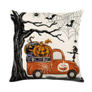Axyaa Halloween Linen Pillowcase Set, Ghost & Witch Print Throw Pillow Cover