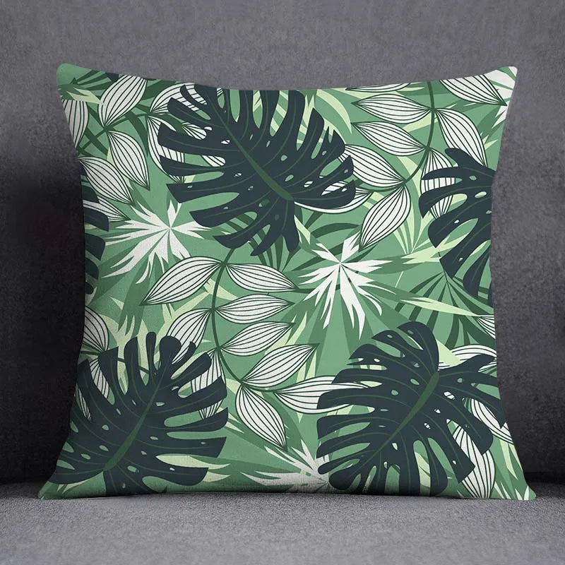 Axyaa Dark Green Floral Animal Pattern Pillowcase - 45cm