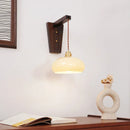 Axyaa Glass Walnut LED Wall Sconce Nordic Stair Light Fixture Modern Style Bed Living Balcony