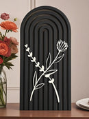 Axyaa Natural Wood Desk Ornaments - Floral Relief Decor, Botanical Wall Art Panels