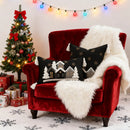 Axyaa Christmas Embroidered House Throw Pillowcase Cojines Cotton Beige Cover