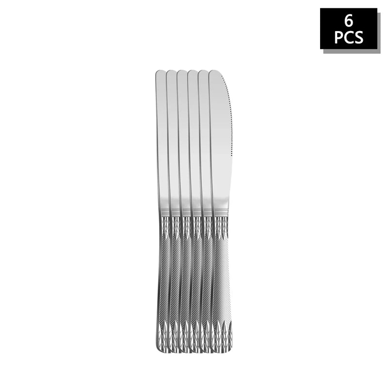 Axyaa Stainless Steel Cutlery Set - Steak Knife, Fork & Spoon Combo for Family, Hotel, Party