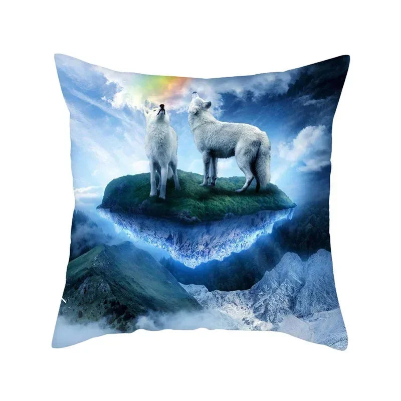 Axyaa Wildlife Wolf Decorative Pillow Sleeve for Home and Office Décor