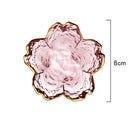 Axyaa Crystal Glass Dish Plate with Gold Rim, Blue Sea Snail Starfish Scallop design