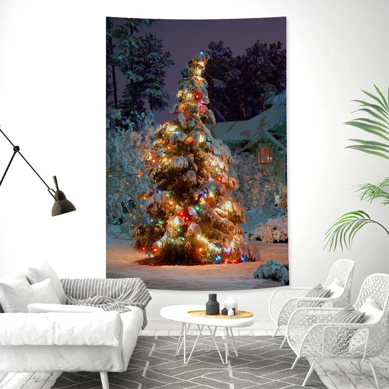 Axyaa Christmas Tree Tapestry Wall Hanging Holiday Decoration
