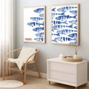 Blue Sardine Abstract Canvas Painting Wall Art Print Modern Home Decor by Axyaa