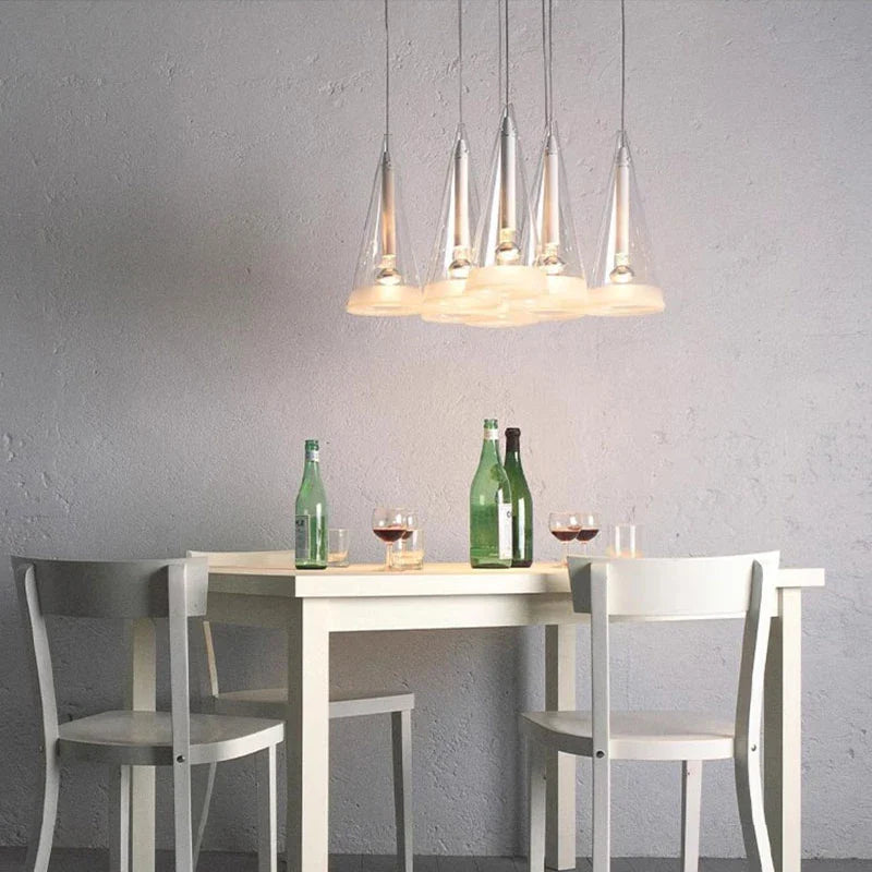 Axyaa Modern Glass Chandelier Pendant Light for Kitchen Island, Bedroom & Restaurant