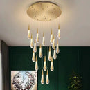 Axyaa Gold Drop Crystal Chandelier - LED Staircase Lighting