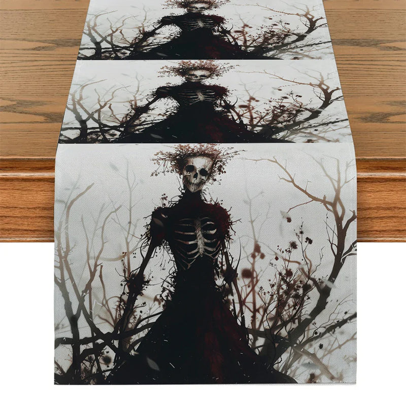 Axyaa Floral Skull Branches Table Runner