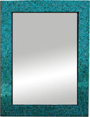 Axyaa Sapphire Silver Mosaic Wall Mirror, Handmade Decorative Glass, Round Dark Blue Mirror