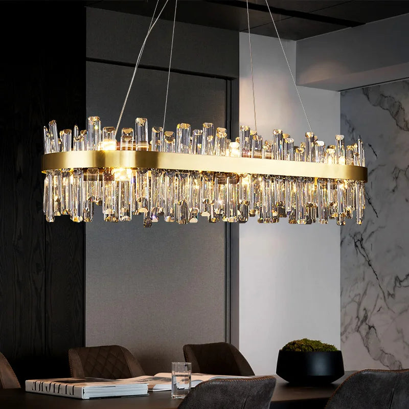 Luxury Axyaa Smoke Grey Crystal Chandelier LED Lighting for Home Decor