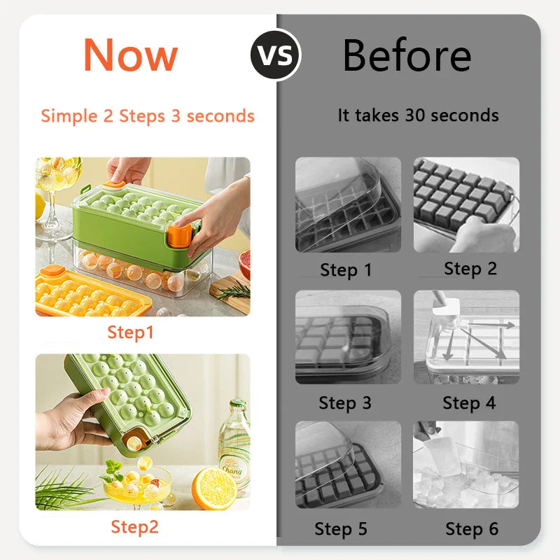 Axya Press Ice Mold Tray with Lid - Bar & Kitchen Accessory for Ball Ice