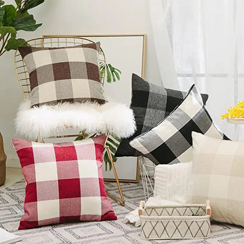 Axyaa Big Plaid Cushion Covers 45x45cm - Cozy Nordic Home Decor for Living Room