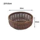Axyaa Retro Rattan Fruit Plate | Handheld Woven Snack Basket & Candy Organizer