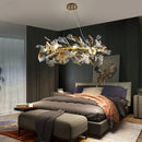 Axyaa Glass Leaf Crystal Chandelier - Elegant Luxury Lighting for Home